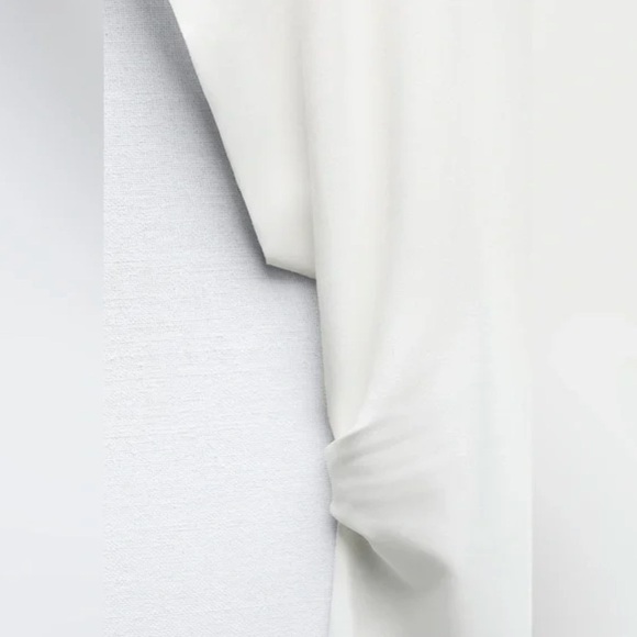 Zara Scuba Effect Round Neck Ruched Waist White Midi Dress Size M NWT - Picture 7 of 13